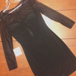 Black sequin sheer dress